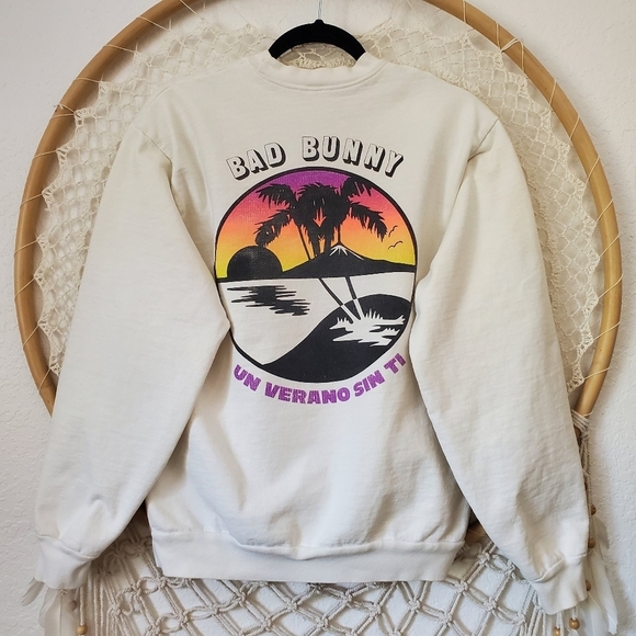 Bad Bunny Off-White Grunge Rapper Soy Peor Band Hip Hop Streetwear Sweatshirt S - Picture 4 of 12